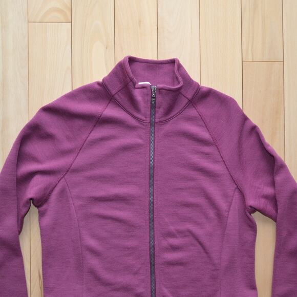 Ibex Wool Full Zip Sweater Jacket Size Medium Burgundy Color - Picture 2 of 6